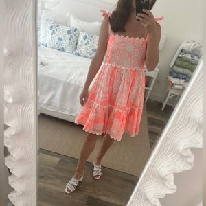 Juliet Dunn Bright Coral Mini Dress